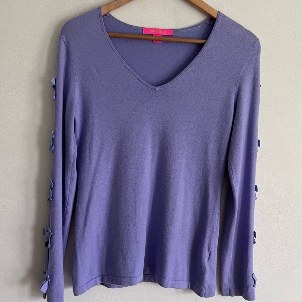 Lilly Pulitzer Lilac Bow V Neck Sweater